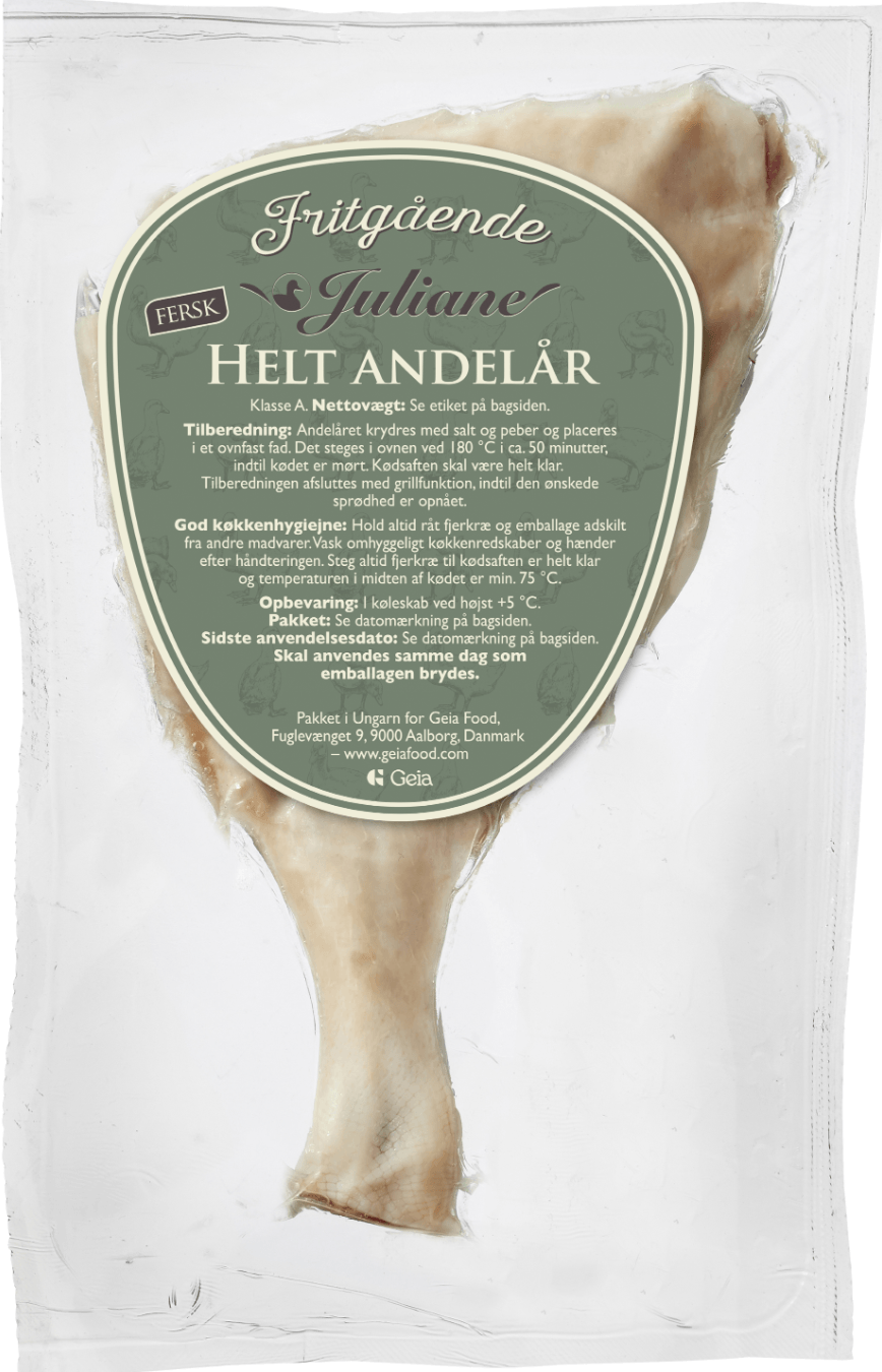 Andelår fra fritgående julianeand 200-250 gram