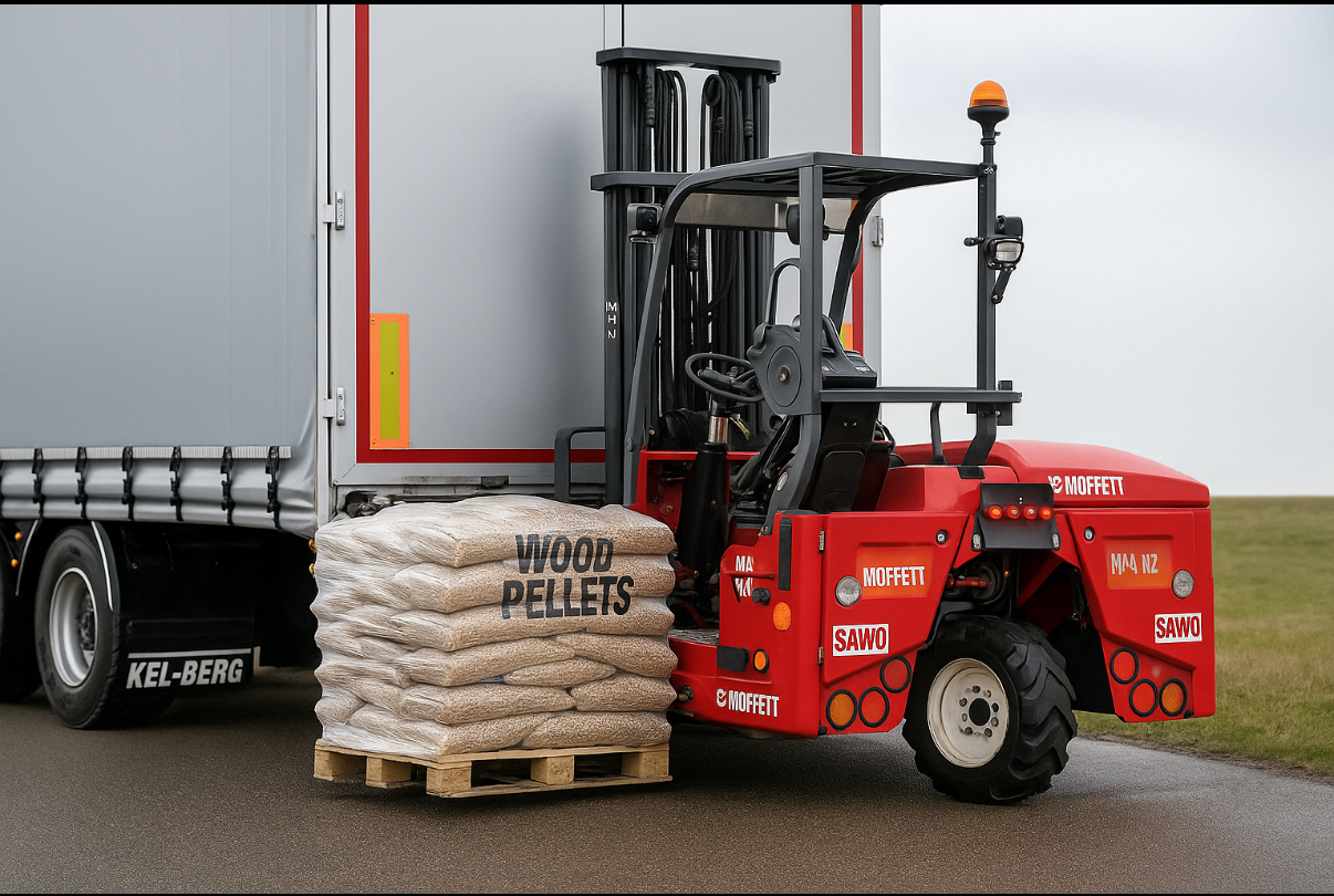 Træpiller leveret med mobiltruck 