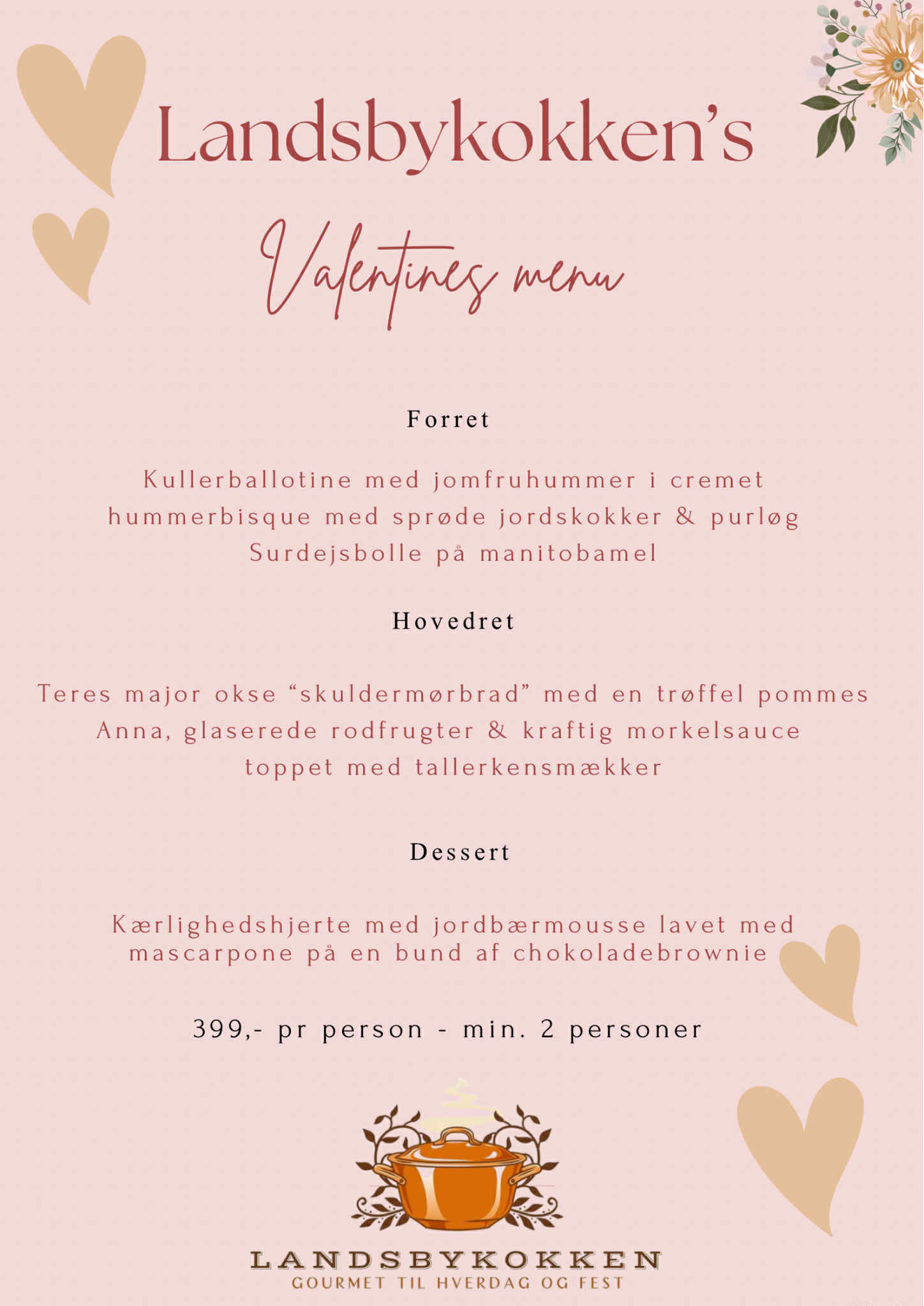 Tre-retters Valentinsmenu