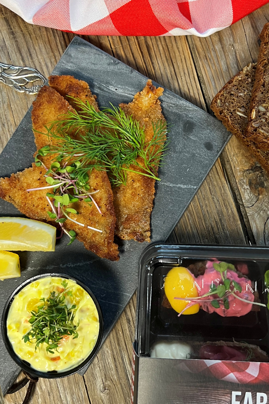 Paneret og smørstegt rødspættefilet