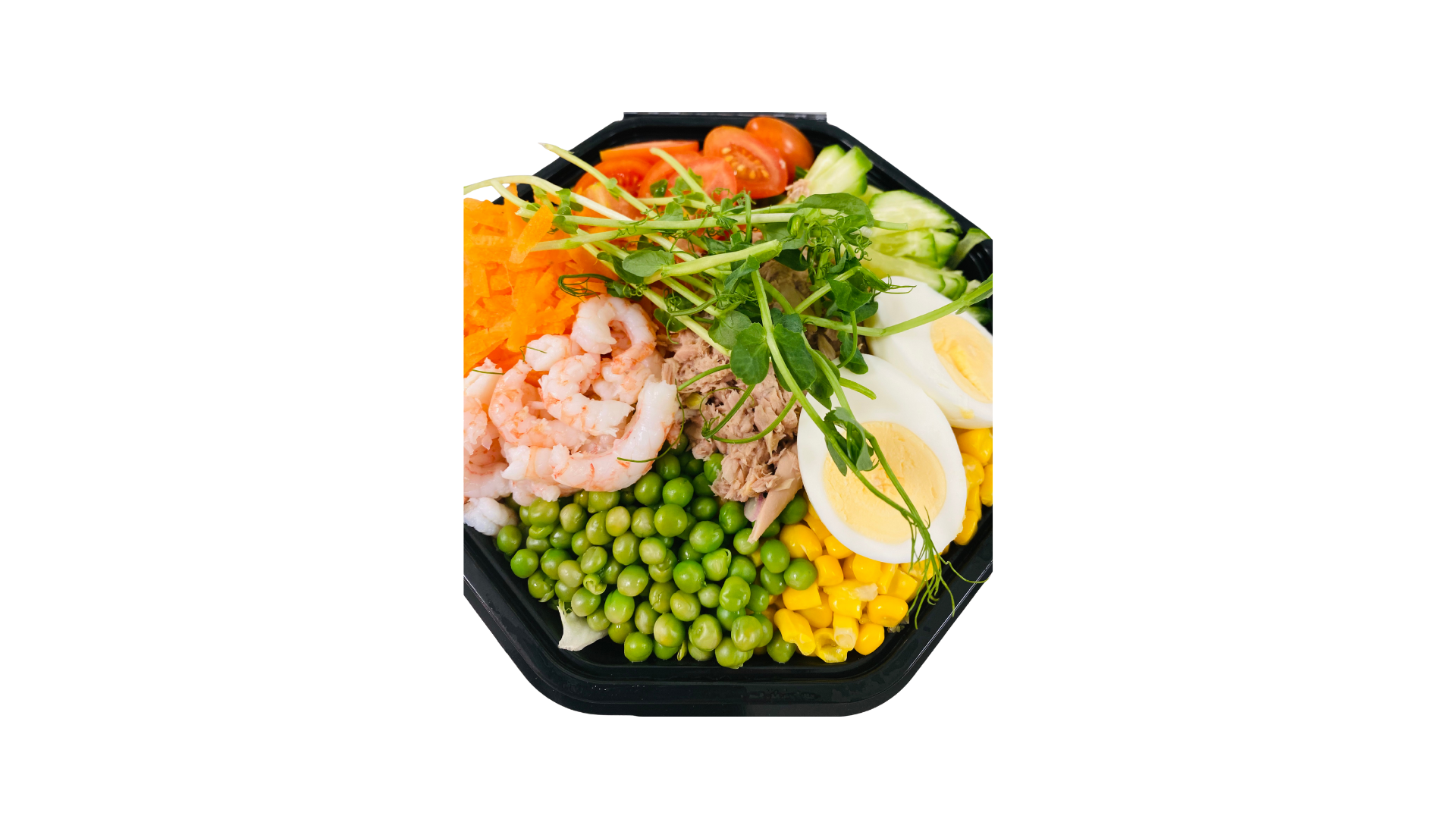 Salat med æg, tun og rejer