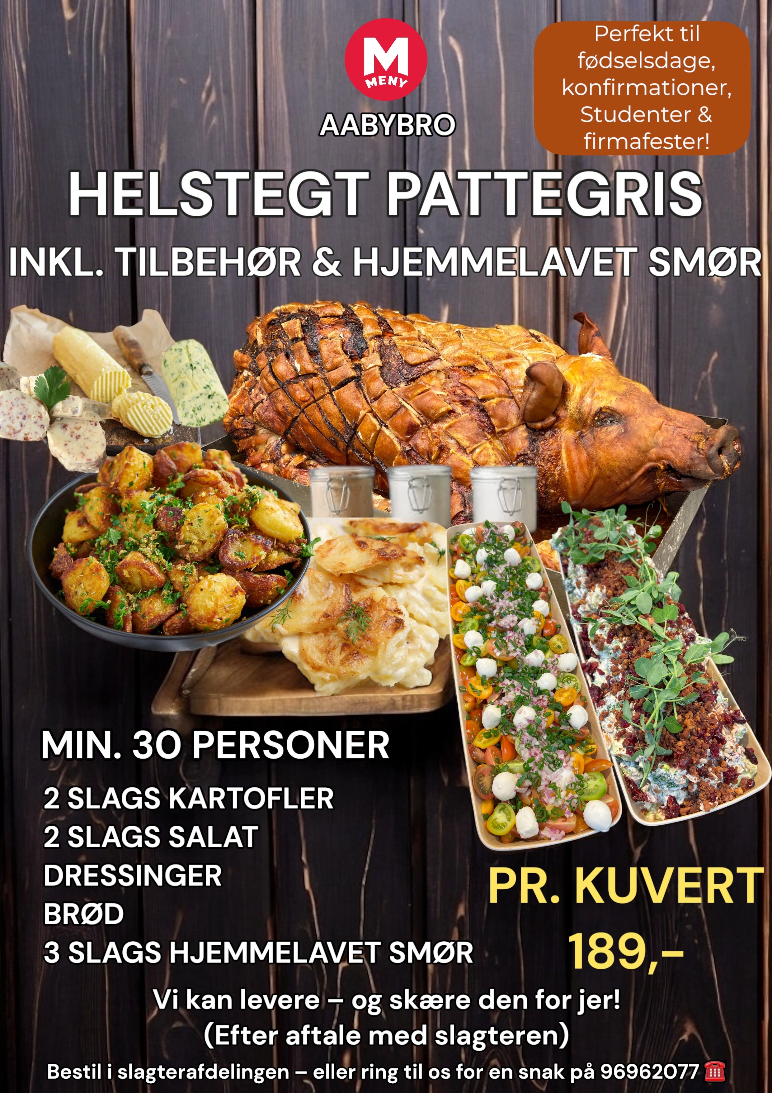 Pattegris med tilbehør og smør