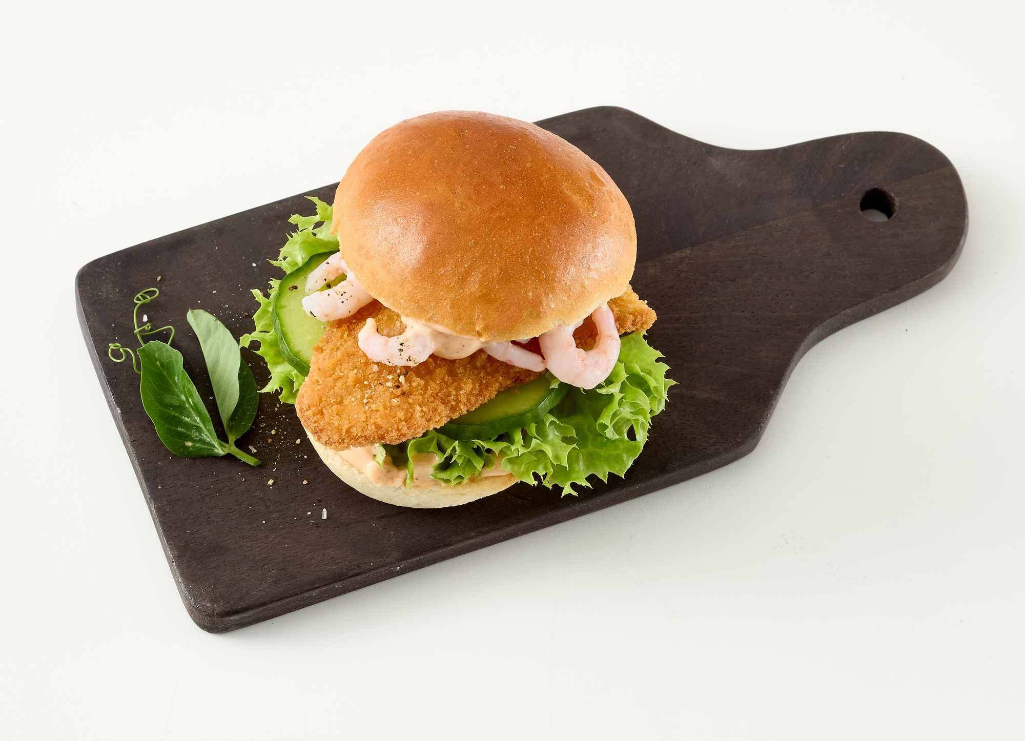 Slider med fiskefilet og rejer